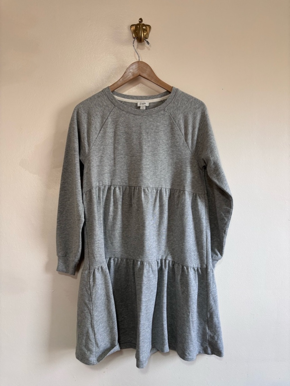 J. Crew Heather Gray Tiered Sweatshirt Dress size S